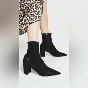 Tory Burch PENELOPE 65 BOOTIE Stretch Suede Black Boots Sz8.5 MSRP: 458